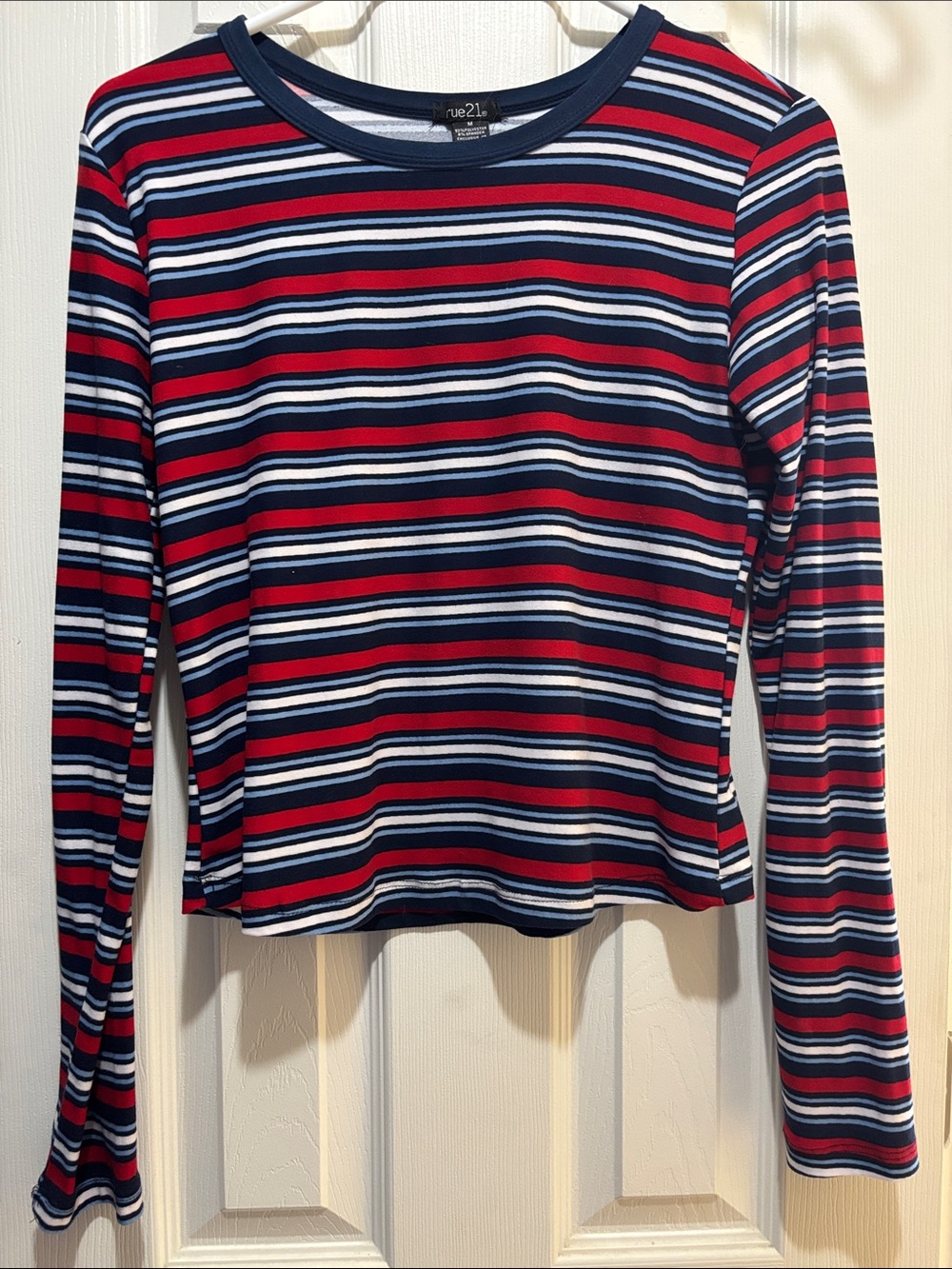 Rue21 Navy, Red & White Striped Long Sleeve Tee